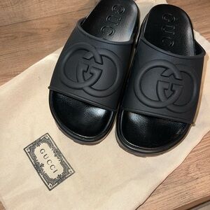 Gucci Black Rubber Slide Sandals
